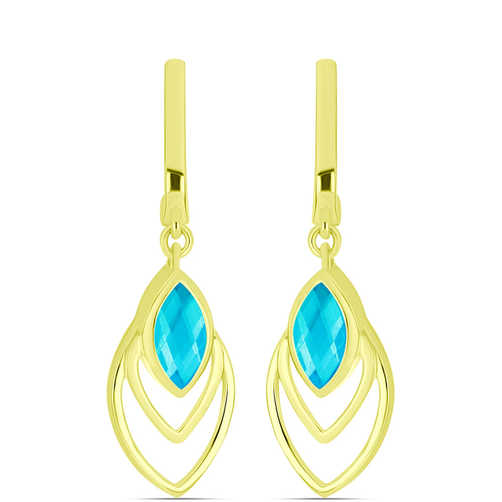 Goldplattierte Silberohrringe mit blauem Jade