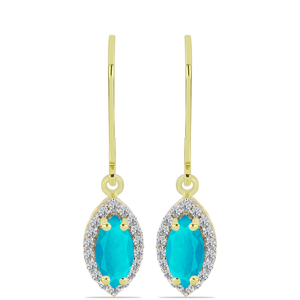 Goldplattierte Silberohrringe mit blauem Jade und weißem Topas 1 