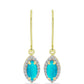 Goldplattierte Silberohrringe mit blauem Jade und weißem Topas