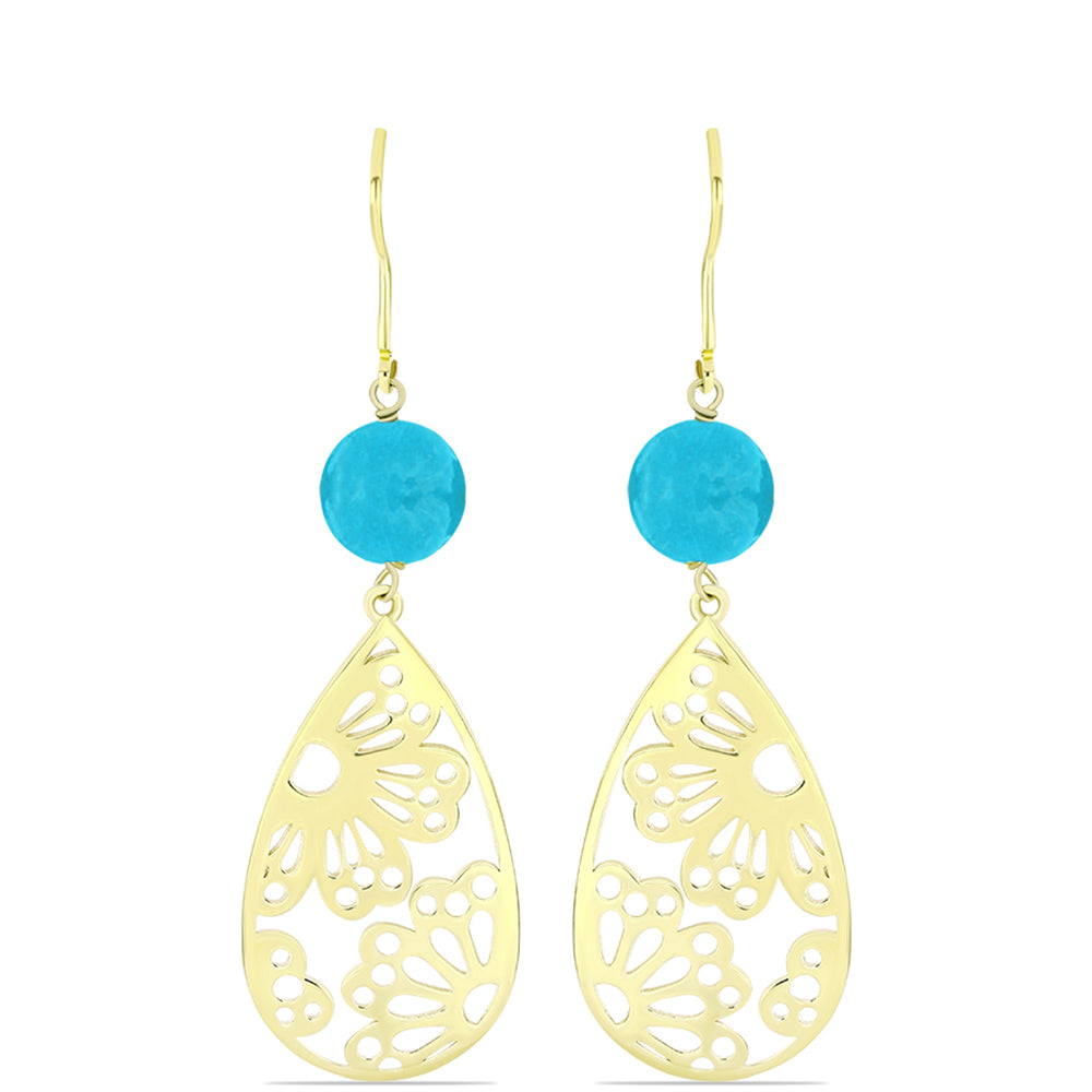 Goldplattierte Silberohrringe mit blauem Jade 1 