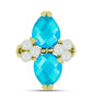 Goldplattierter Silberring mit blauem Jade und weißer Süßwasserperle