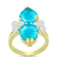 Goldplattierter Silberring mit blauem Jade und weißer Süßwasserperle