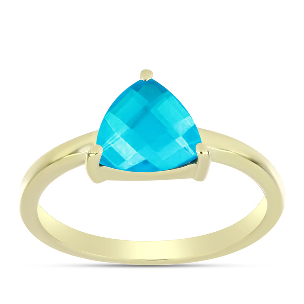 Goldplattierter Silberring mit blauem Jade 3 