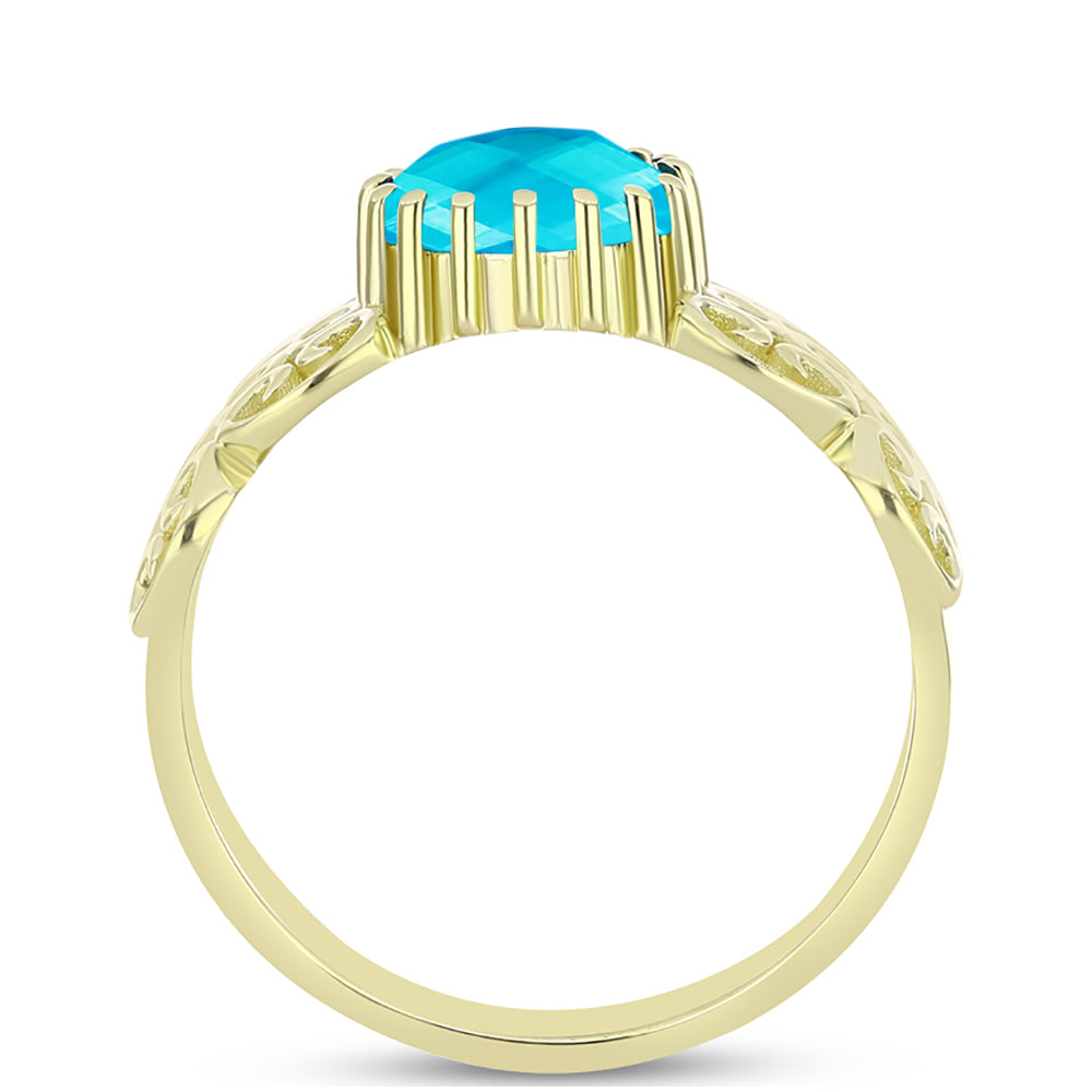 Goldplattierter Silberring mit blauem Jade 2 