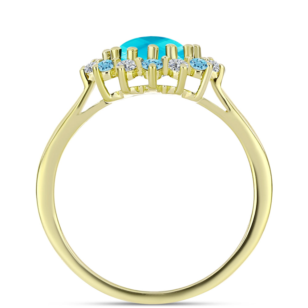 Goldplattierter Silberring mit blauem Jade 2 
