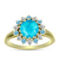 Goldplattierter Silberring mit blauem Jade