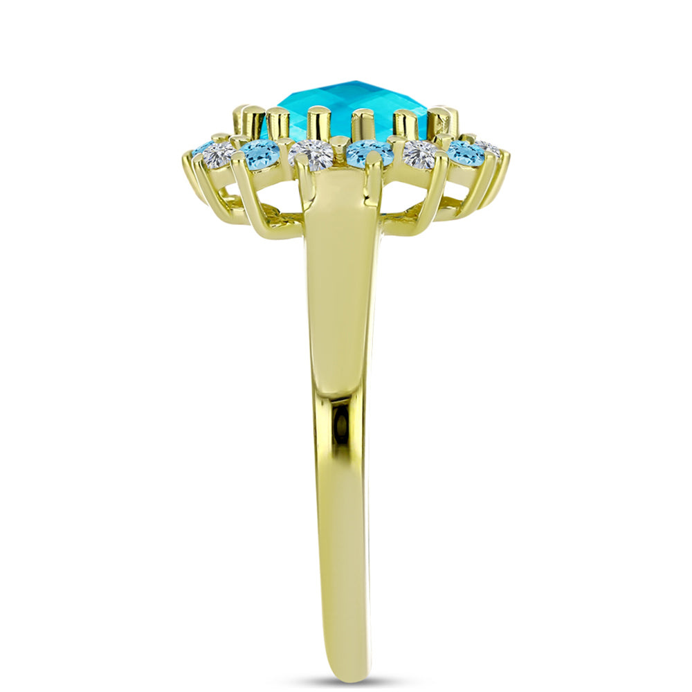 Goldplattierter Silberring mit blauem Jade