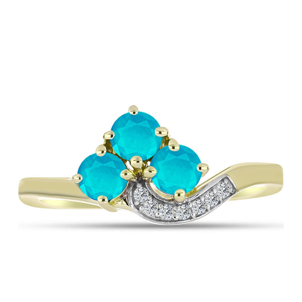 Goldplattierter Silberring mit blauem Jade und weißem Topas