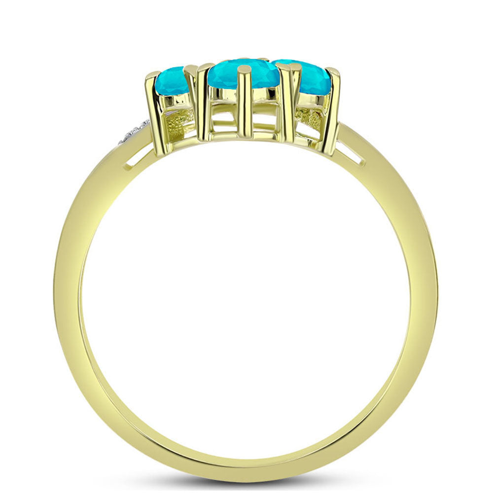 Goldplattierter Silberring mit blauem Jade und weißem Topas 2 