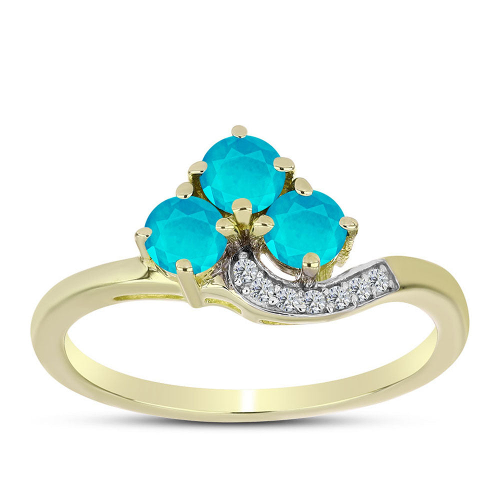 Goldplattierter Silberring mit blauem Jade und weißem Topas