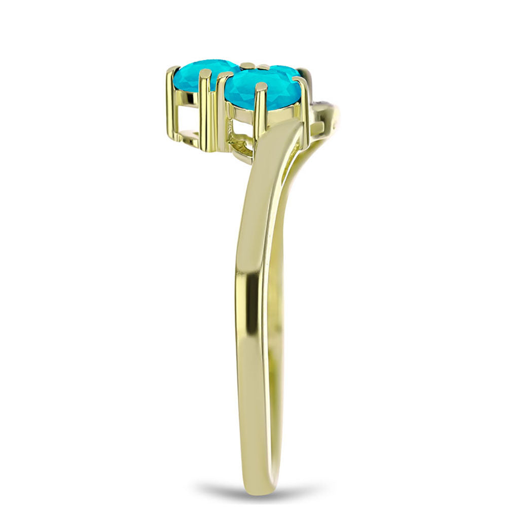 Goldplattierter Silberring mit blauem Jade und weißem Topas 4 