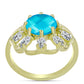 Goldplattierter Silberring mit blauem Jade und weißem Topas