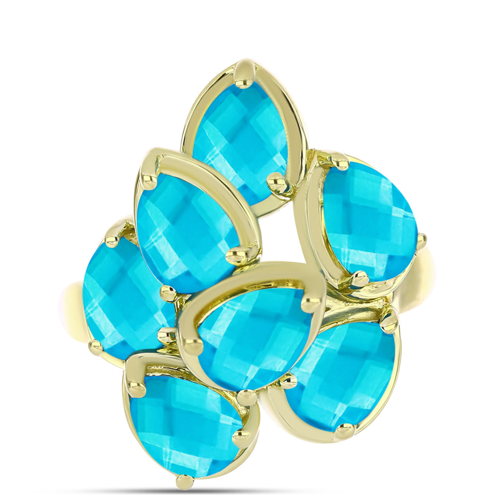 Goldplattierter Silberring mit blauem Jade 1 