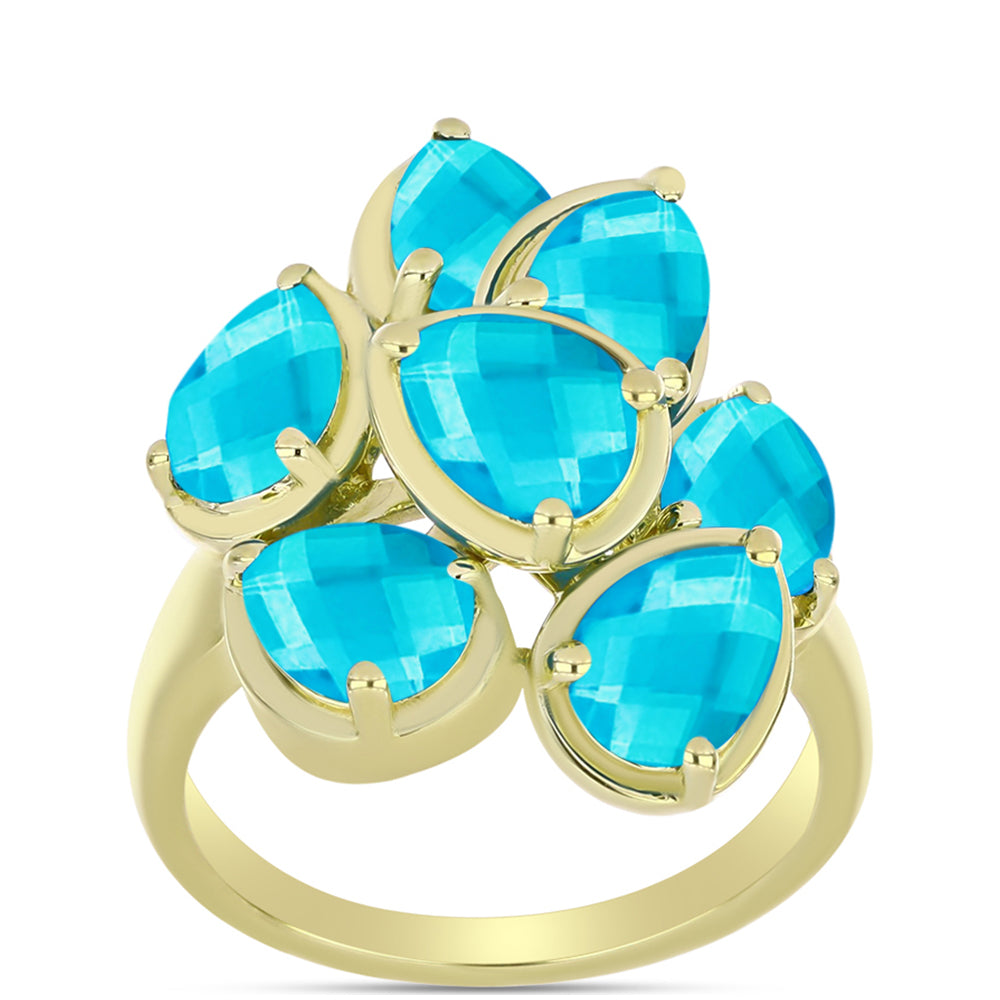 Goldplattierter Silberring mit blauem Jade 3 