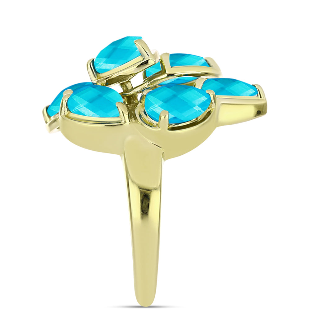 Goldplattierter Silberring mit blauem Jade 4 