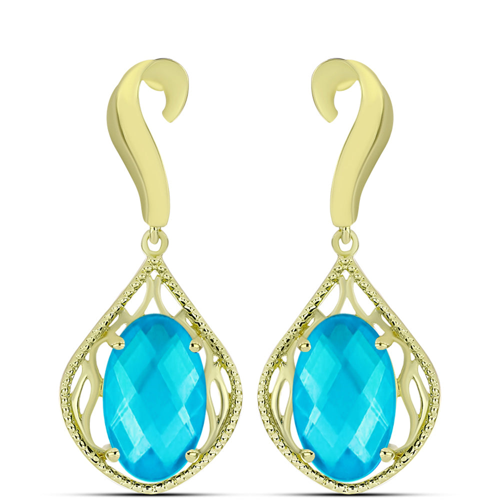 Goldplattierte Silberohrringe mit blauem Jade