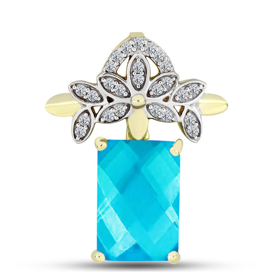 Goldplattierter Silberanhänger mit blauem Jade und weißem Topas