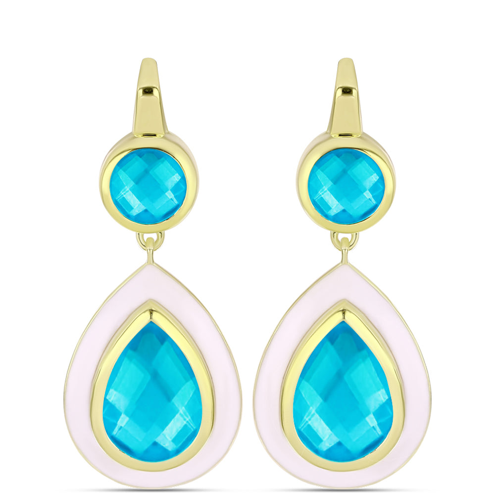 Goldplattierte Silberohrringe mit blauem Jade