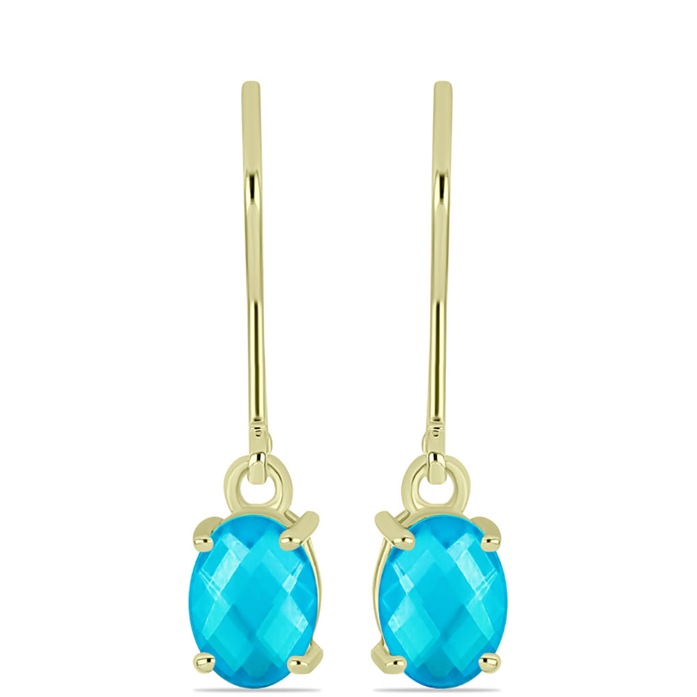 Goldplattierte Silberohrringe mit blauem Jade 1 