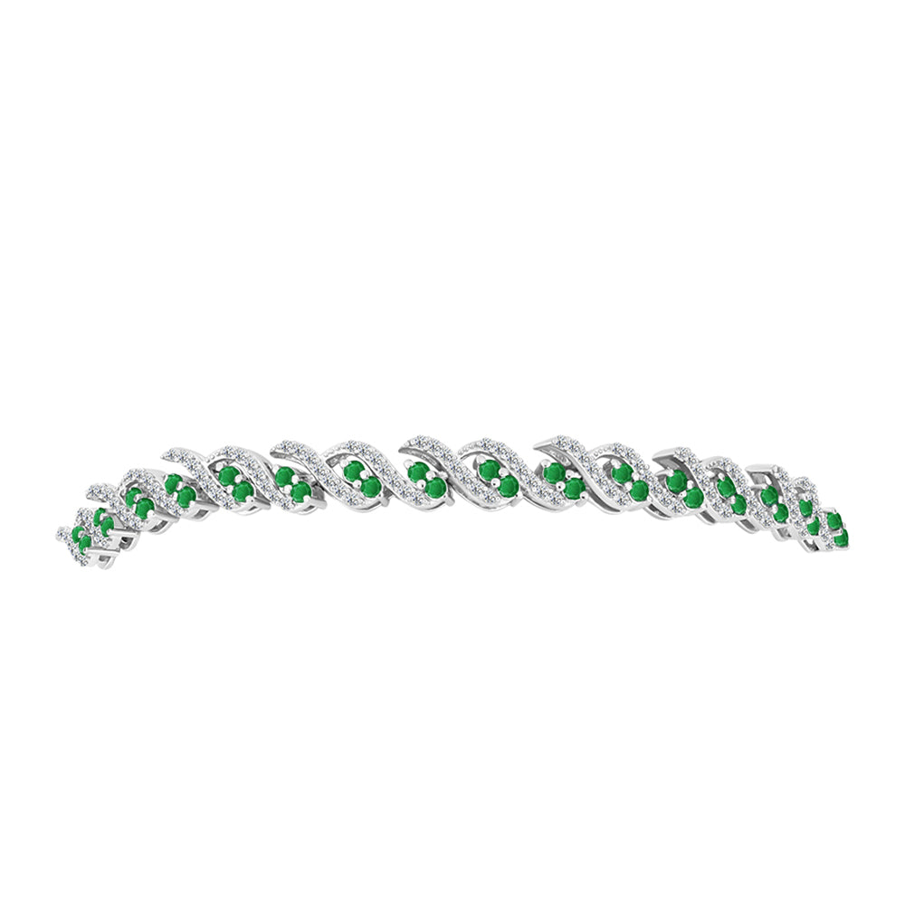 Silberarmband mit sambischem Smaragd und weißem Topas