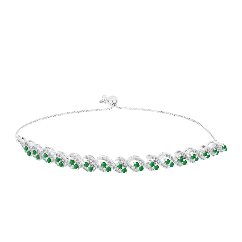 Silberarmband mit sambischem Smaragd und weißem Topas 1 
