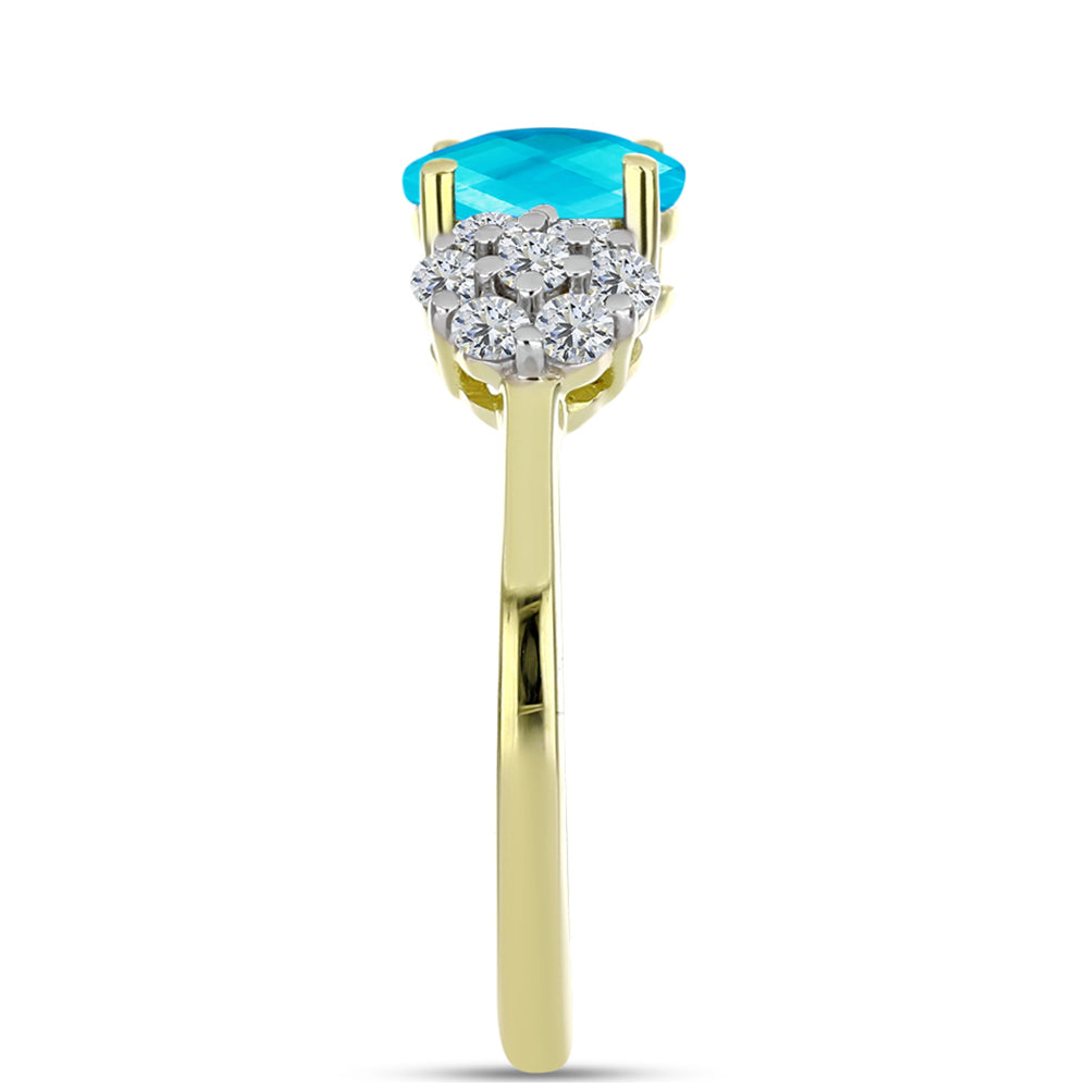 Goldplattierter Silberring mit blauem Jade und weißem Topas 4 