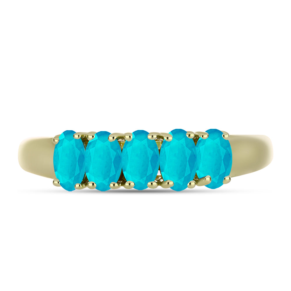 Goldplattierter Silberring mit blauem Jade 1 