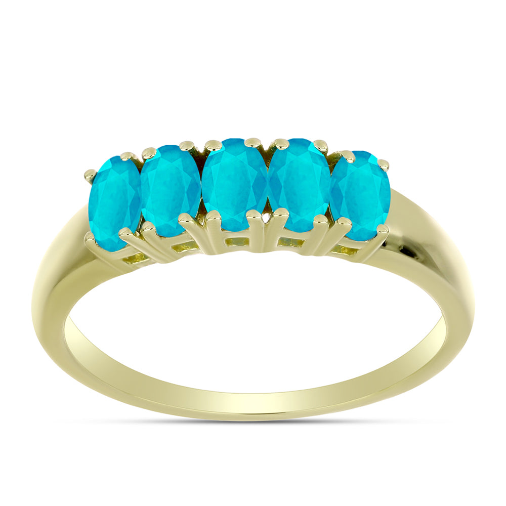 Goldplattierter Silberring mit blauem Jade