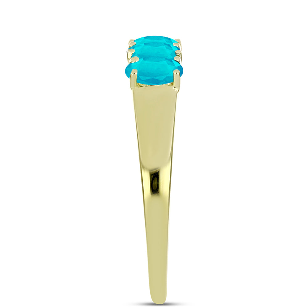 Goldplattierter Silberring mit blauem Jade 4 