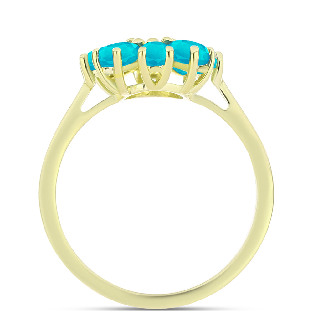Goldplattierter Silberring mit blauem Jade und weißem Topas 2 