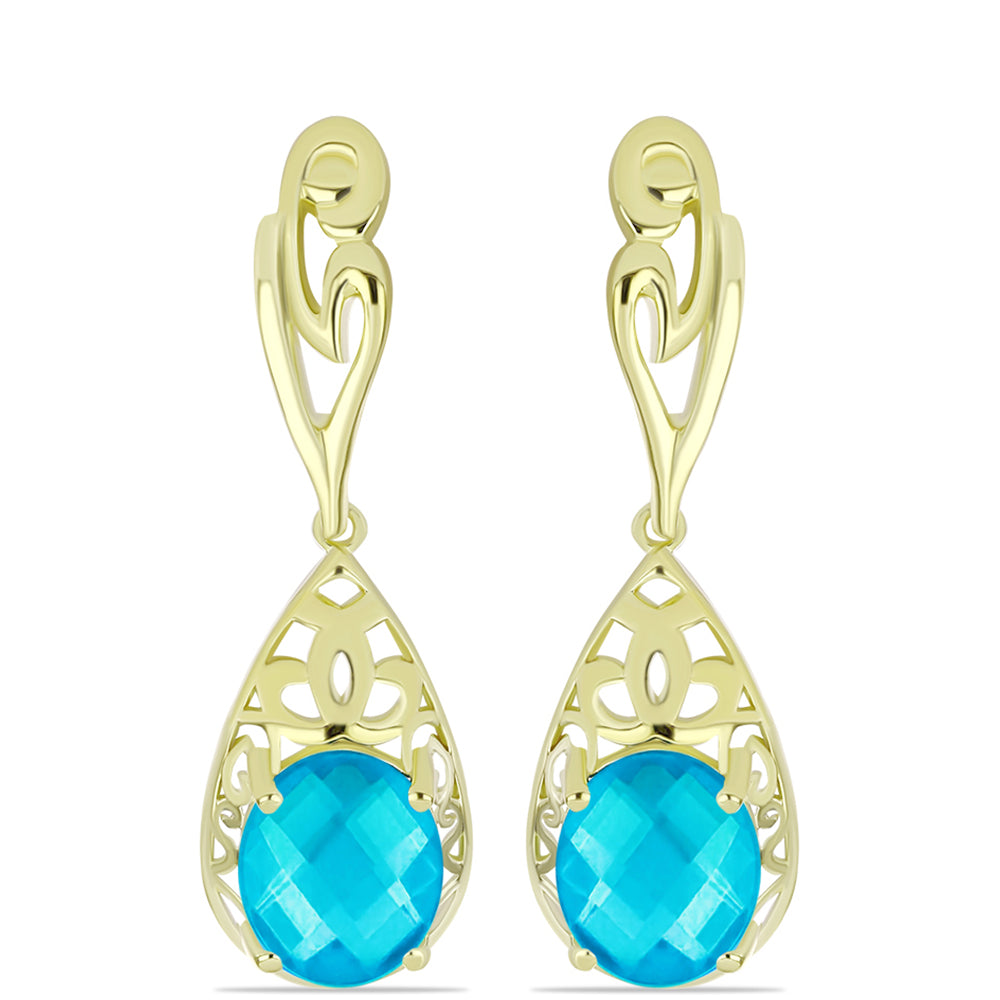 Goldplattierte Silberohrringe mit blauem Jade 1 