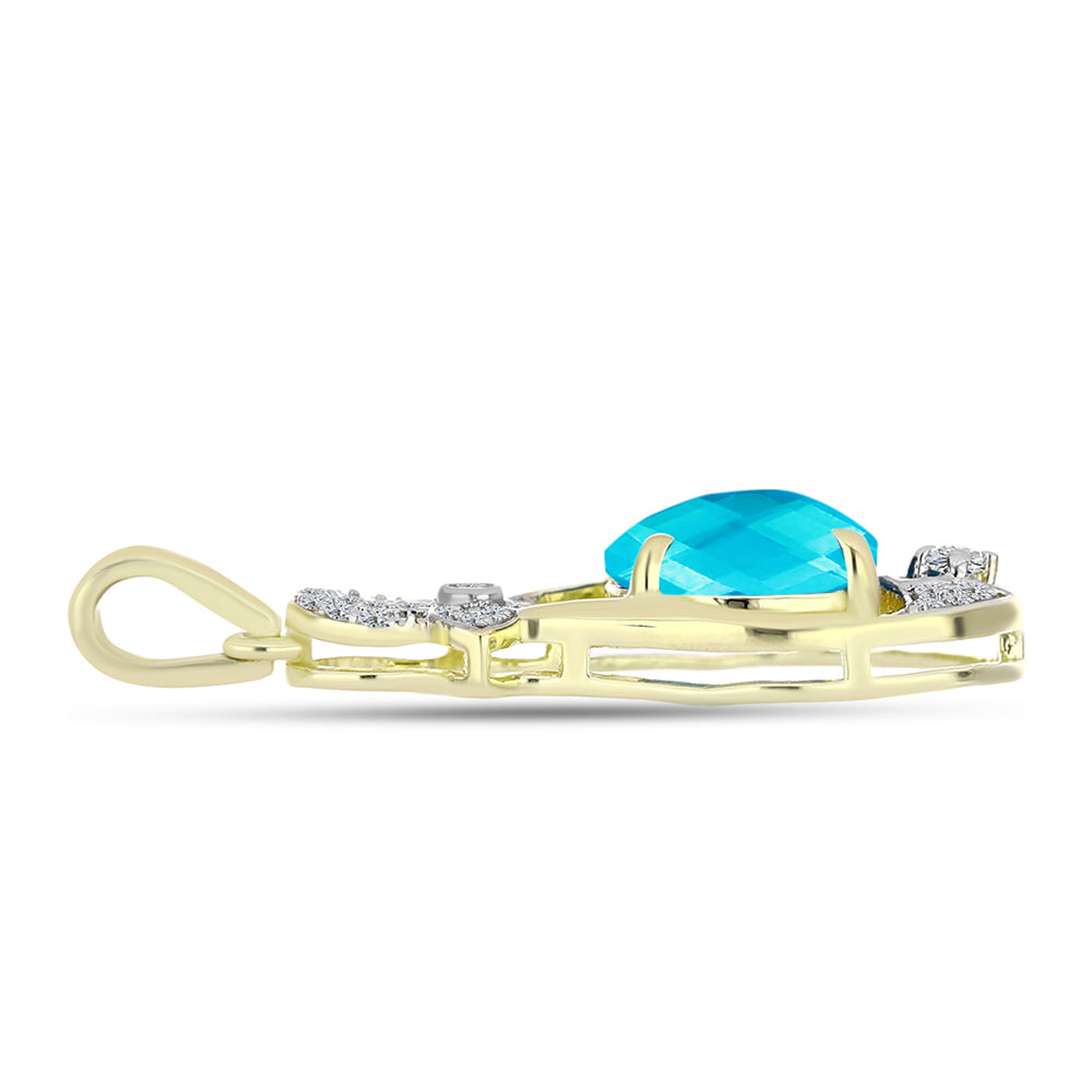 Goldplattierter Silberanhänger mit blauem Jade und weißem Topas 2 