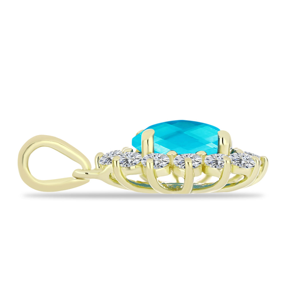 Goldplattierter Silberanhänger mit blauem Jade und weißem Topas