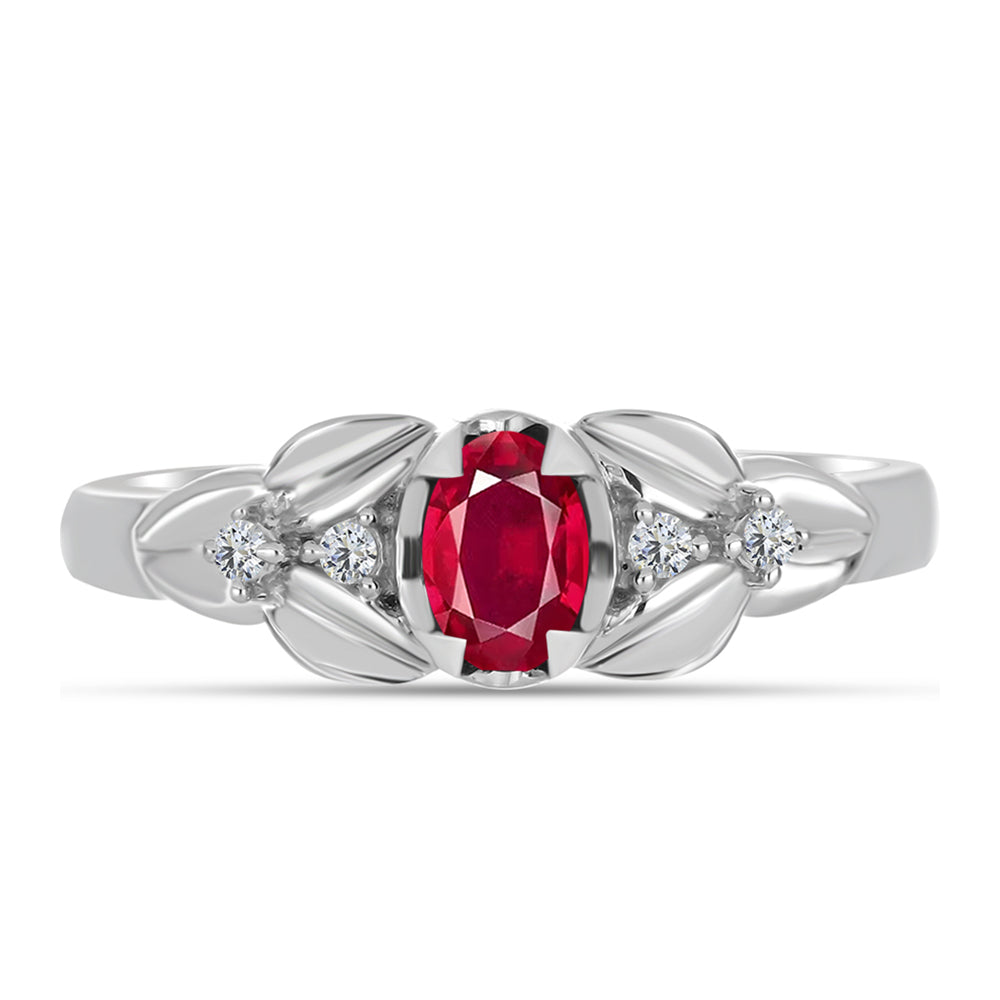 Silberring mit Rubin aus Madagaskar und weißem Topas