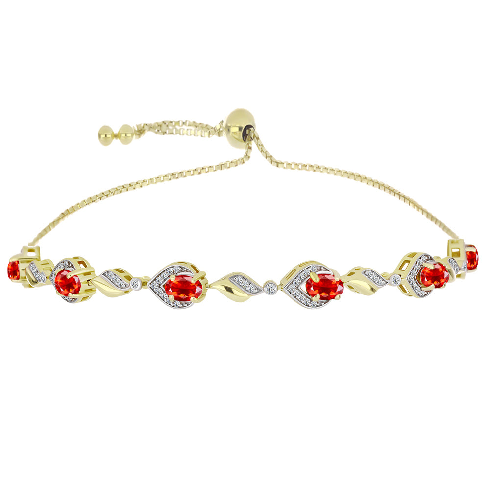 Goldplattiertes Silberarmband mit Feueropal aus Lega Dembi und weißem Topas