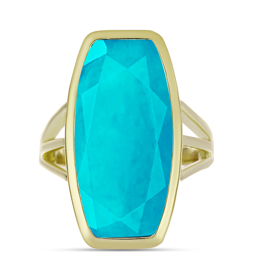 Goldplattierter Silberring mit blauem Jade 1 