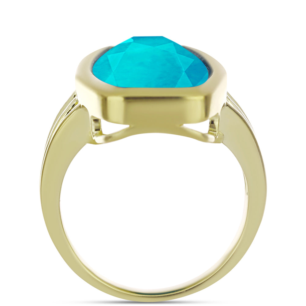 Goldplattierter Silberring mit blauem Jade 2 