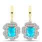 Goldplattierte Silberohrringe mit blauem Jade und weißem Topas
