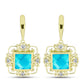 Goldplattierte Silberohrringe mit blauem Jade und weißem Topas