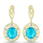 Goldplattierte Silberohrringe mit blauem Jade und weißem Topas