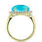 Goldplattierter Silberring mit blauem Jade und weißem Topas