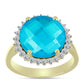Goldplattierter Silberring mit blauem Jade und weißem Topas