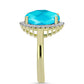 Goldplattierter Silberring mit blauem Jade und weißem Topas
