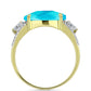 Goldplattierter Silberring mit blauem Jade und weißem Topas