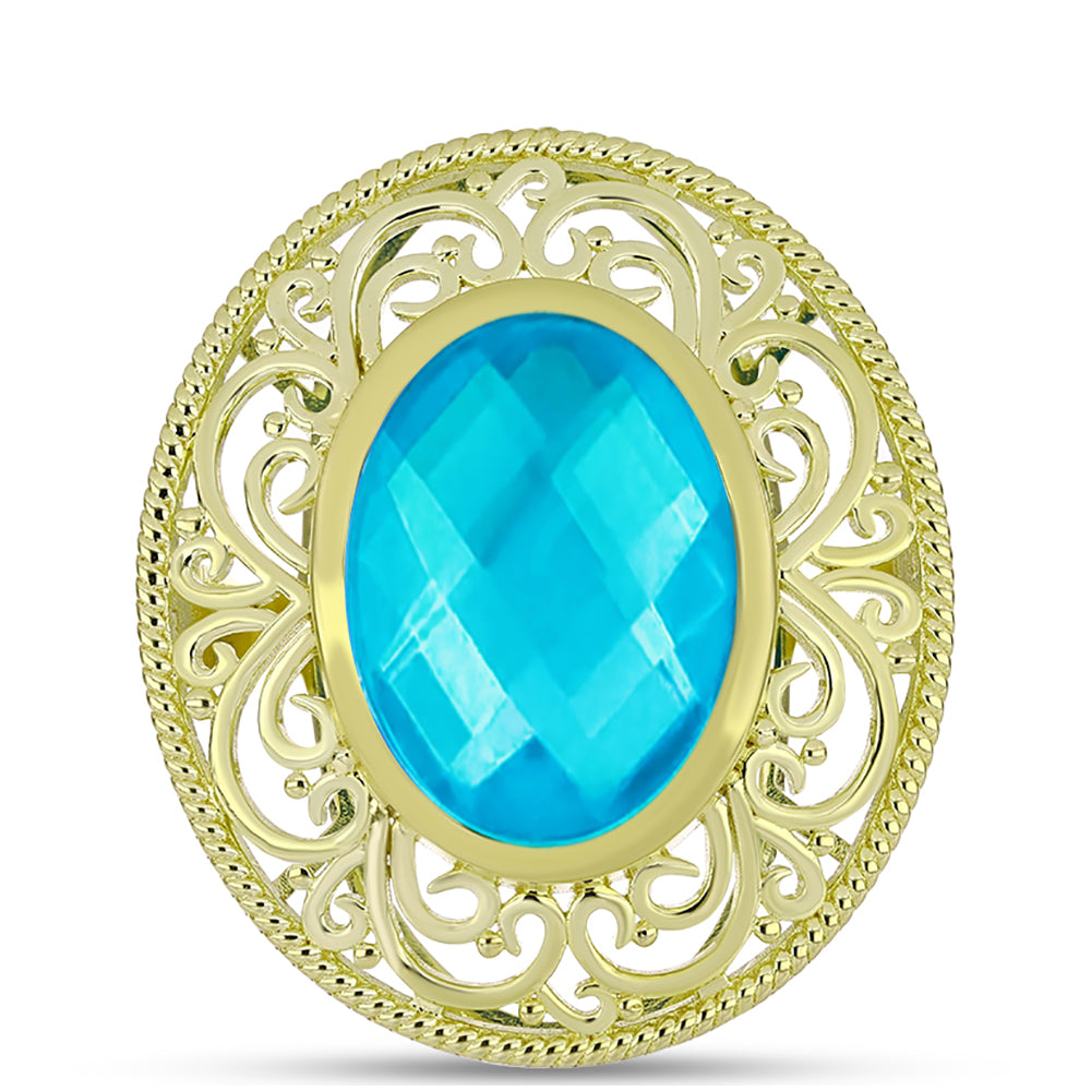 Goldplattierter Silberring mit blauem Jade 1 