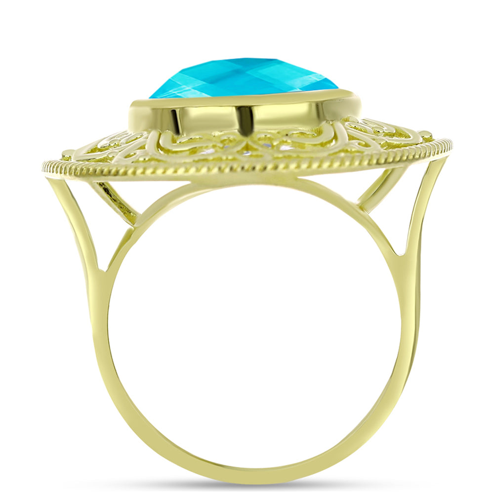 Goldplattierter Silberring mit blauem Jade