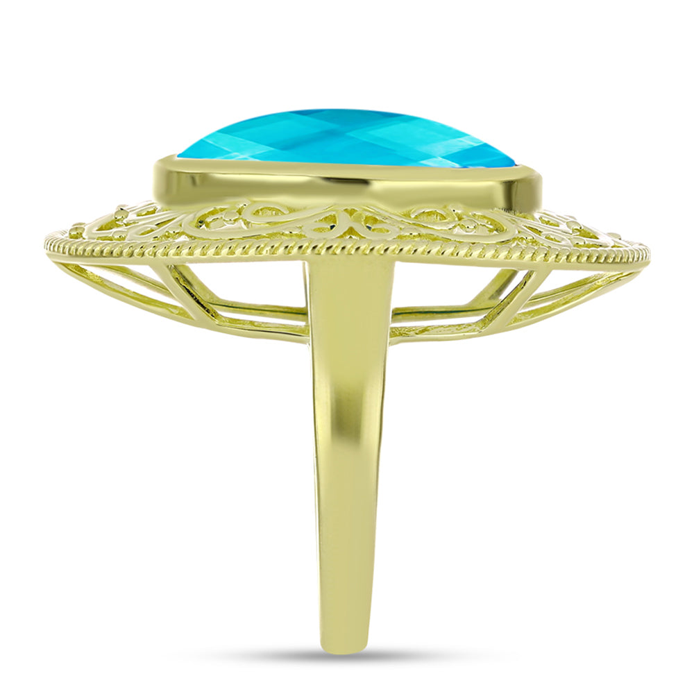 Goldplattierter Silberring mit blauem Jade