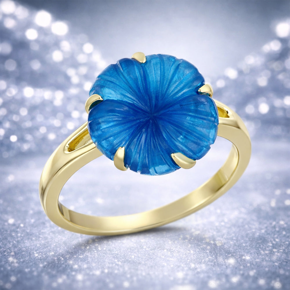 Goldplattierter Silberring mit blauem Jade 1 