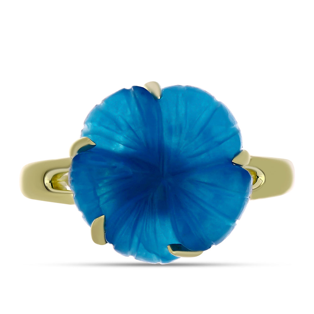 Goldplattierter Silberring mit blauem Jade