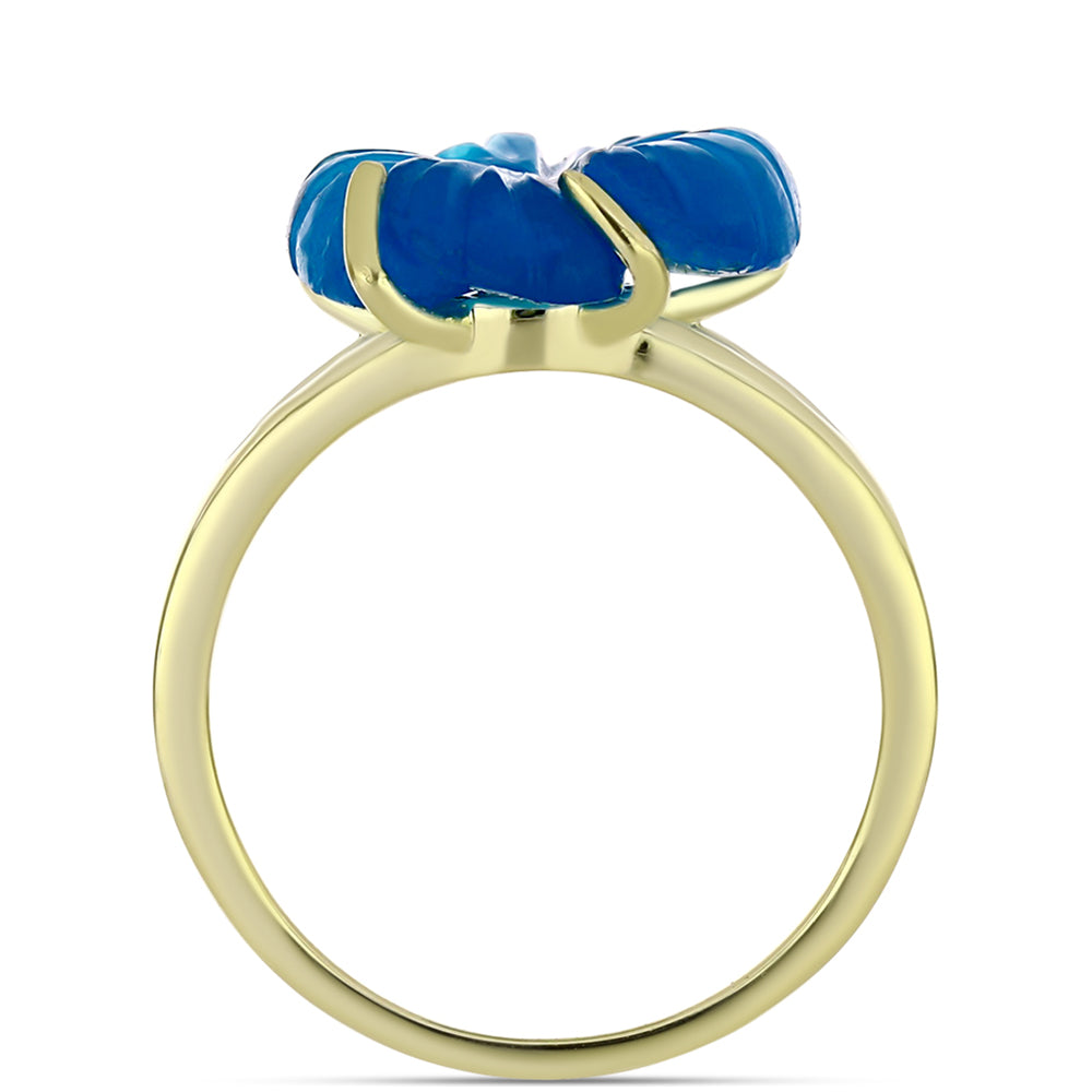 Goldplattierter Silberring mit blauem Jade